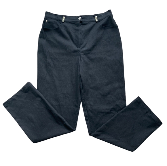 SOLD St John Sport Mary Gray Black denim stretch straight high rise pants casual - Picture 8 of 16